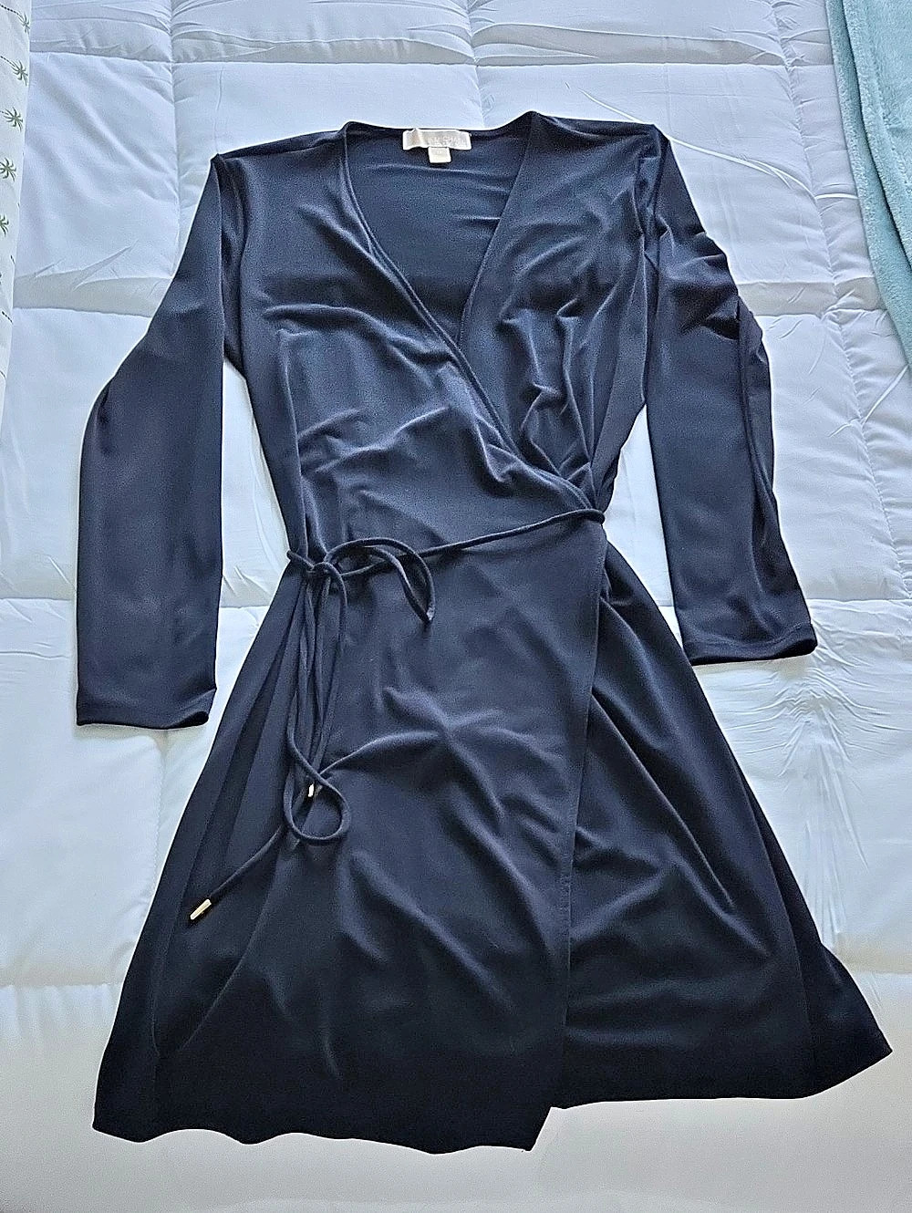Michael Kors Stretch Matte Jersey Wrap Dress Black Long Sleeve